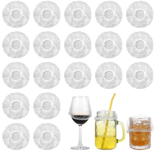 Disposable Drink Covers, 100 Pcs Disposable Cup Covers for Drinks for Safety Drink Covers for Alcohol Protection Wine Glass Covers fit Most Cup Sizes Drink Protector for Women Adult Bar Club Party