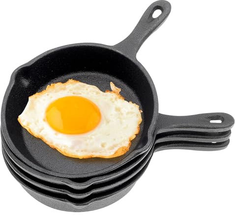 Xaztr 4 Pack Mini Cast Iron Skillet, 4 inch Small Cast Iron Frying Pan Cast Iron Egg Skillet Nonstick Frying Pan for Indoor Outdoor Restaurant Kitchen, Black