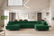 Kaiser Möbel - Ecksofa mit Schlaffunktion - Wohnlandschaft U Form - Big Sofa 345 x 202 cm - Relaxsofa mit 8 Verstellbaren Kopfstützen und 2 x Bettkasten - Eckcouch Groß, XXL - Falio U Dunkelgrün