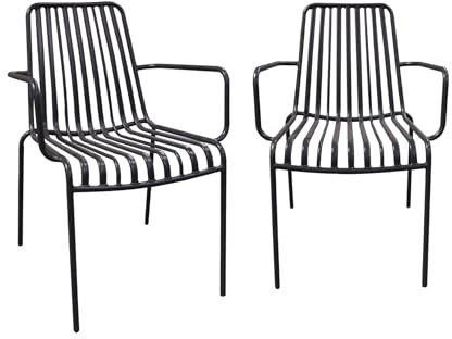 sweeek - 2er-Set stapelbare Gartenstühle aus Stahl, B 59 x T 53,5 x H 78 cm - Florida