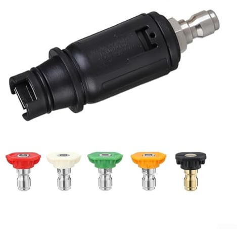 Eawfgtuw Set di ugelli regolabili per idropulitrice da 1/4 di pollice Quick Connect 3000 PSI Turbo Testa di spruzzo rotante con 5 ugelli per attività di pulizia residenziale e commerciale