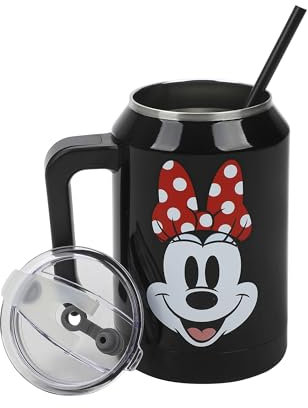 Disney Minnie Mouse Character Head 30 Oz Black Stainless Steel Tumbler Can