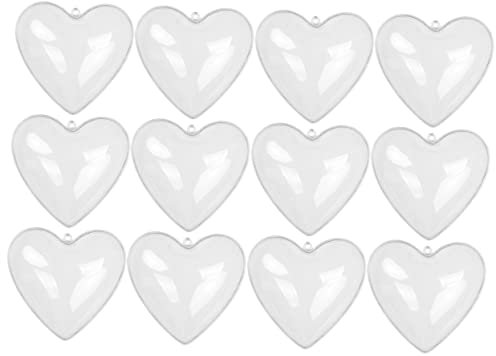 Alipis 12pcs Christmas Ball Ornaments Heart Shape Fillable Baubles Victorian Style Tree Decorations