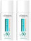 L'Oréal Paris UV-Flüssigkeit für das Gesicht, Anti-Flecken, Bright Reveal, Sonnenschutz LSF 50, feuchtigkeitsspendend, ausgleichend, mit Niacinamid, helle Farbe, 2 Flaschen à 50 ml