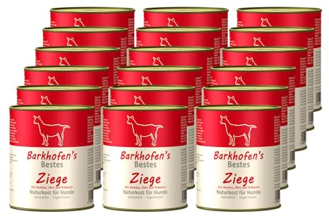 Barkhofen Tiernahrung Nassfutter für Ihren Hund 18x 800g – Hundefutter nass & getreidefrei mit Ziege – Hunde Futter in Dosen ohne Getreide