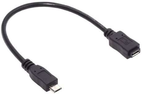 cablecc 5-poliges Micro-USB 2.0-Kabel vom Typ 5-polig, Stecker auf Buchse, für Tablet und Telefon und OTG-Verlängerung (20 cm)