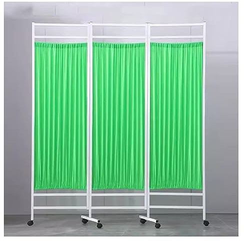 Sichtschutzwand, Sichtschutz mit Rädern, Faltbarer und rollbarer Raumteiler für den Innenbereich, temporäre Wand für Büro/Schönheitssalon/Krankenhaus (Grün, 3 Stück)