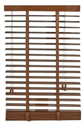 URBNLIVING Real Wood Venetian Blinds, Horizontal Wooden Slats with Privacy Valance & Cord Tilt Control, Pull Cord, Premium Timber Window Shades for Home or Office, Custom Sizes & Colours Available