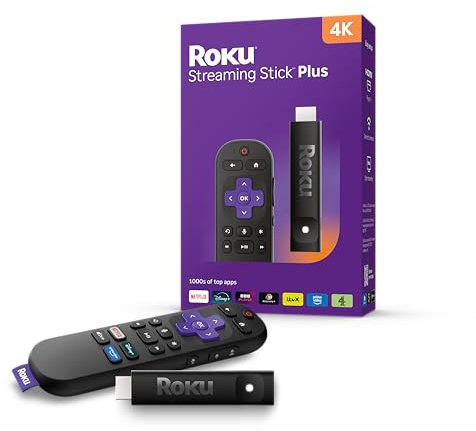 Roku® Streaming Stick™ Plus 2025 – 4K and HDR Roku Streaming Device for TV with Voice Remote – Free and live TV