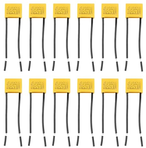 12 Stück Kondensatoren aus Polypropylen, 0.22uF 275V X2 Sicherheits Kondensatoren für LED Beleuchtung, PCBs, Blinklampen und Signal-LEDs, Kondensator Lampe Reduzierung von Störungen