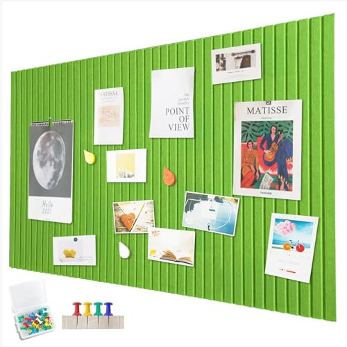 Penbinmall 60 x 40cm große Pinnwand große korkplatte,dekorative korkwand aus Filz,0,9cm dick, faltbare Fototafel mit selbstklebendem Klebeband,filz selbstklebend visionboard,pinnadeln filz,grün