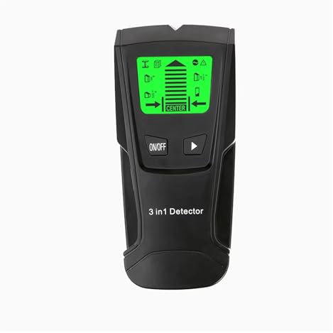 TIEOAXFT Wall Scanner 3 In 1 Metal Detector Find Metal Wood Studs AC Voltage Live Wire Detect Electric Box Finder Wall Detector(Black)
