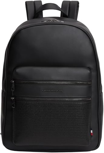 Tommy Hilfiger Herren Rucksack Woven mit Außenfach, Schwarz (Black), Einheitsgröße