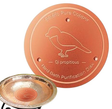 Copper Bird Bath Pure Copper Cleaning Disc for Bird Bath Bowl with Triple Support, All-Season Birdbath Bown Water Fountain Cleaner for Garden Feeders Garden Patio Patio