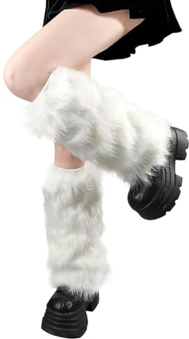 Muorruo Fluffy Leg Warmers, Long Furry Leg Warmers, Warm Fur Boot Covers for Women and Girls for 80s Parties, Festivals, Cosplay and Everyday Winter Wear