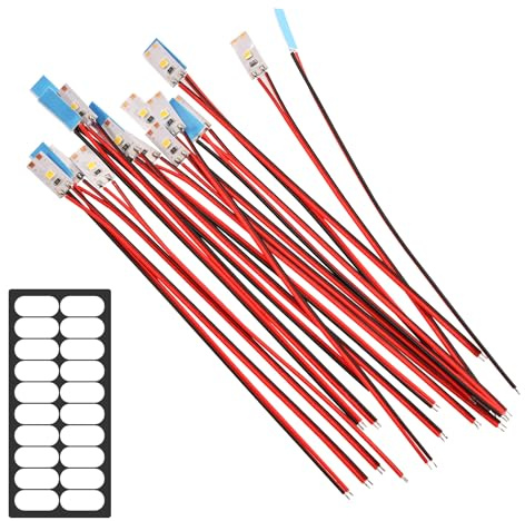 20 Stück VorDrahtete LED Streifen 12V-18V, 2835 SMD Led mit 15cm Kabel | Mikro Lichtstreifene, Modellbau Led Beleuchtung für Modellbau, Beleuchtung Dekor, Warmweiß