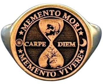 WORLD WIDE GEMS Carpe Diem Ring, Memento Mori Siegelring, für Herren, Sanduhr-Schmuck, stoisches Geburtstagsgeschenk, für Sie und Ihn, 925er Sterlingsilber, vergoldet, WW_PDR_00736_5.5