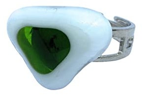 Bijoux en verre de Murano - Bague en verre de Murano - Motif fleur millefiori - Environ 1,8 cm, plaqué argent et réglable – Comprend un coffret cadeau et un certificat.
