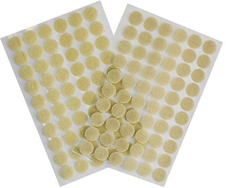 60 Klettpunkte 15mm Klettband-Punkte Klebepunkte Klettverschluss selbstklebend, Farbe:creme