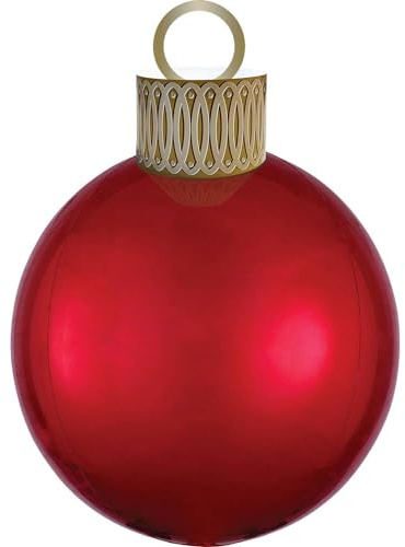 Amscan 4040401 - Orbz XL Folienballon Ornament Weihnachtskugel, 38 x 50 cm, Rot, Weihnachten, Heliumballon, Party, Dekoration, Xmas, Christmas, Baumschmuck, 20