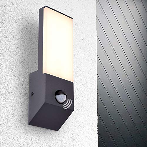 max K O M F O R T LED Aussenleuchte Wandleuchte mit Bewegungsmelder warmweiß 3000K Fluter 9W IP54 Anthrazit modern PHOTON 4010A1