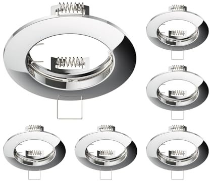 ledscom.de 6 Stück Deckeneinbaurahmen CIRC, rund, chrom glänzend