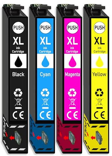 Druckerpatronen 4er-Multipack kompatibel für Epson 405XL - WF3825 WF4825 | 4 XL-Druckerpatronen: 1x Schwarz, 1x Cyan, 1x Magenta und 1x Gelb, mit Chip und Füllstandsanzeige