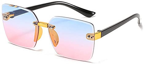 WQZYY&ASDCD Sonnenbrille Herren Damen Rahmenlose Mit Farbverlauf Bonbonfarbe Brille-Blau