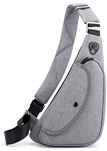 FANDARE Ultraleicht Brusttasche Herren Sling Bag Umhängetaschen Schultertasche Sporttasche Crossbody Bag für Freien Reisen Wandern Hiking Joggen Crosscover Daypacks Grau A