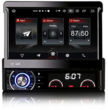 Android 12 Autoradio Amovible Universal 1 Din GPS Navigateur Carplay Android Auto DSP Bluetooth A2DP TNT WiFi 4G Dab+ 2 Go de RAM + 32 Go de ROM