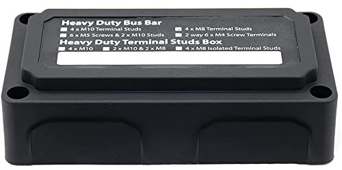 Tiardey Black 300A Bus Bar Box Heavy-Duty Module Design Power Distribution Block with 4X M8 Studs Terminal Battery Junction Block 12V - 48V DC for Marine Car Solar