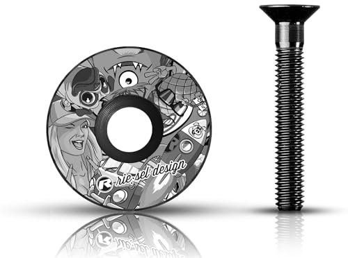 Riesel Design 1x stem:Cap Ahead Kappe aus Carbon inkl. Aluminium Schraube für Rennrad, Cyclocrosser & Mountainbike/Top Cap MTB/Stylische Vorbau- & Steuersatz Kappe für Gabelschäfte mit 1 1/8‘‘