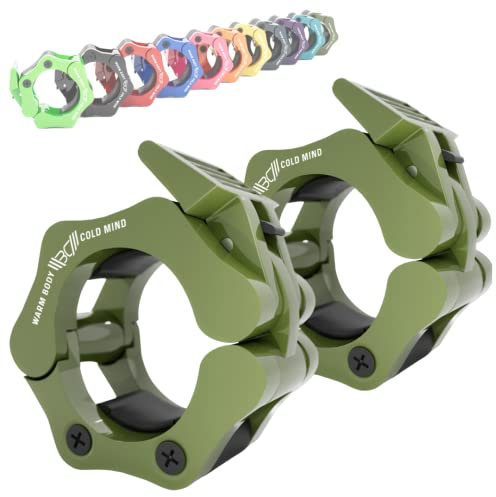 WARM BODY COLD MIND Verstärkt 50mm Hantelverschlüsse/Olympic Barbell Collars - Schnellverschluss Hantel Clips, Olympische Hantelverschluss, Langhantel Klemmen, Hantelklemmen (Khaki)