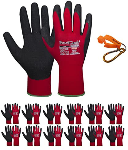 Ruvigrab - Latex-Arbeitshandschuh | rutschfeste Handschuhe | Gartenhandschuhe | Handschuhe für Industrie, Bauwesen, Landwirtschaft oder allgemeine Verwendung | Arbeitshandschuh für Damen und Herren