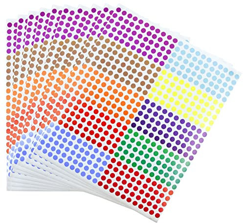 5500 PCS Runde Punktaufkleber Bunt Selbstklebende Klebepunkte Aufkleber Kleine Klebepunkte Etiketten Markierungspunkte Klebepunkte Bunt Punkt Aufkleber Farbcodierung Etiketten,6mm,10 Farben