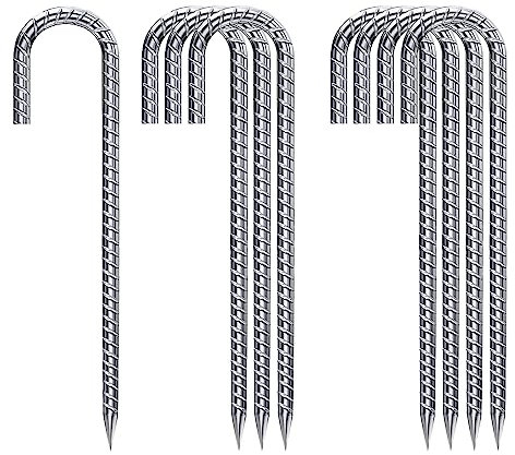 Bodenanker-Heringe-30CM-Lang, Bodenanker Trampolin 8 StüCk J-Haken BodennäGel Verzinkt Trampolin Befestigung für Camping Zelten VordäCher Hühnerstall