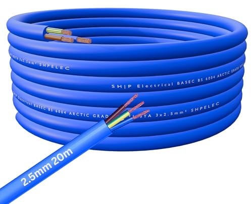 SHPELEC® Arctic Grade Blue Flex Cable - 3183A 1.5mm² and 2.5mm² - Heavy-Duty Electrical Wire for Harsh Environments (2.5mm, 20m)
