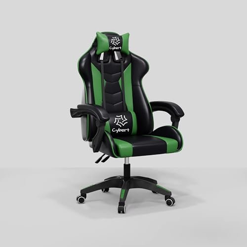 Cybert Sedia da Gaming Gamer Poltrona da Ufficio Scrivania Girevole Braccioli Design Ergonomico Supporto Lombare Meccanismo di Inclinazione Nero-Rosso (Nero/verde)
