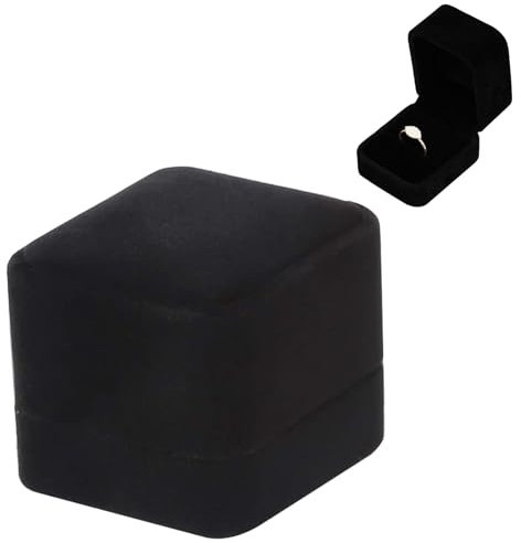 Caja de Anillos de Terciopelo,Caja de Joyería de Terciopelo,Estuche para Anillos para Bodas,Anillo compromiso caja,Adecuado para pedidas de mano,Bodas,Aniversarios de San Valentín,5 x 5,5 x 4,5 cm