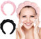 JCKD 2-teilig Spa Stirnband, Make-up Entfernung, Weicher Schwamm Hautpflege, Für SPA, Gesichtswaschen, Dusche, Yoga (Schwarz/Rosa)