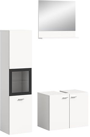 xonox.home - 3tlg. Kombination Boston 102x186x33 cm in weiß Nb bodenstehend oder hängend montierbar - Komplettprogramm für kleine Bäder - modern und funktional