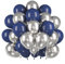 60 Stück Luftballons Marineblau Silber, Helium Ballons Metallic Silber, Navy Blau Latex Ballons, 12 Zoll Partyballon fur Hochzeit Kinder Geburtstag Verlobung Neujahr Jahrestag Taufe Babyparty Dusche
