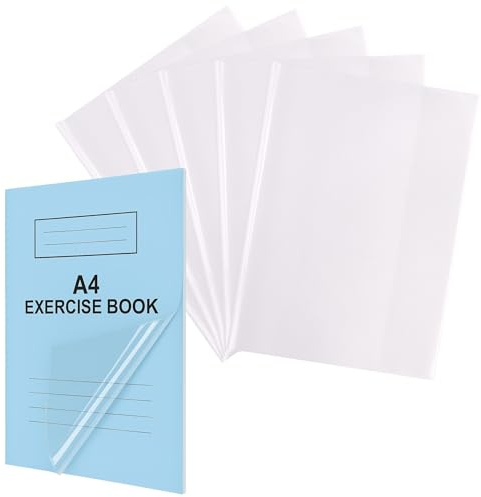 EXERZ A4 Exercise Book Cover 5pcs Clear, Water Resistant, Slip On Protective Jackets for Notebook, Book Sleeve, PP (A4 x 5)