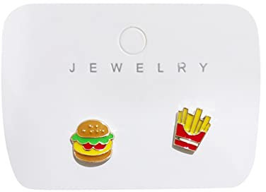 Ohrringe Herzform Ohrringe Mädchen Drip Burger Frites Vielseitig süße Ohrringe Farbe Herz Cartoon Mädchen Herz Ohrringe Kreatives kleines Geschenk Geburtstagsfeier Dreieckige Ohrstecker (D, One Size)