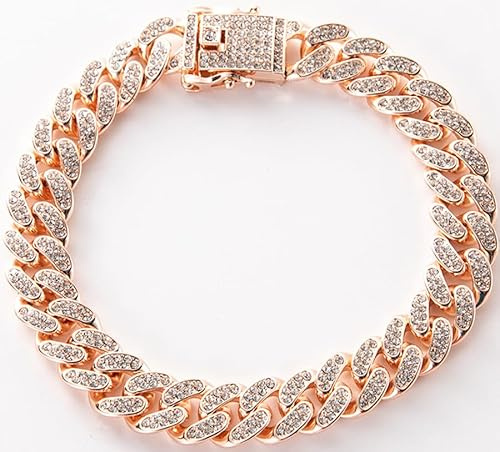 Serijoars Hundehalsband, Diamant, kubanisches Glieder-Hundehalsband, 13 mm breit, Metall, Welpen-Halskette, niedlicher Modeschmuck, Zubehör für kleine, mittelgroße und große Haustiere, Katzen
