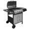 Amorsee Barbacoa a Gas Acero Inoxidable con 4 Quemadores, Barbacoa Portatil, Termómetro, Rejilla de Acero Inoxidable - Barbacoa con Ruedas en Carrito Negro y Plateado