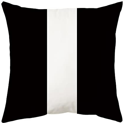 Kissenbezug 40x40 Gestreift Schwarz Weiß Kissenbezüge Leinen Waschbar Kissenbezug Outdoor Dekokissen Cushion Cover mit Reißverschluss Kissenhüllen für Sofa Wohnzimmer Garten Deko Kissen
