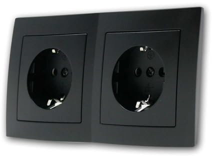 3er Pack FLAIR Doppelsteckdose schwarz, 250V/16A, Schraubanschluss, passend für Unterputzdose