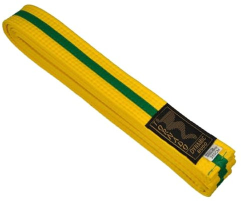 TEKKA BUDO Kampfsport Gürtel mit Mittelstreifen gelb-grün 280 cm 2-farbig - Budogürtel, Karate, Judo, Taekwondo, Ju-Jutsu