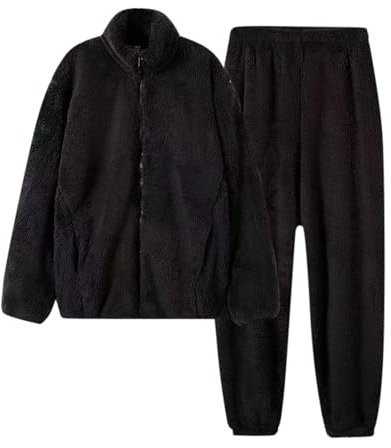 Tuta Pile Donna Invernale da Casa - Felpa Caldo Giacca da Camera Corta Senza Cappuccio Con Zip - Giacche Con Pile Tinta Unita Casual (Black, M)